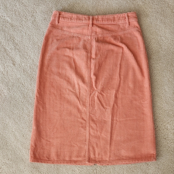 Pilcro Anthropologie Corduroy Fall Skirt front slit peach button-up size 8 - Picture 3 of 10